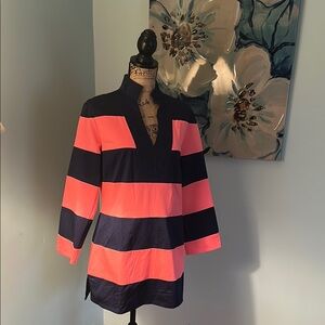 Sail to Sable tunic, navy and peach, size Medium